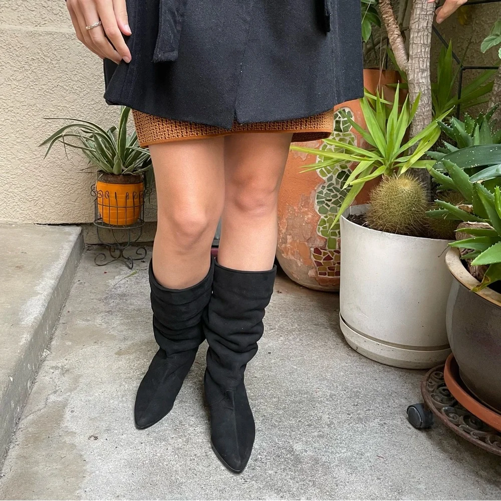Vintage new black Paul Mayer shearling sheep leather and fur boots